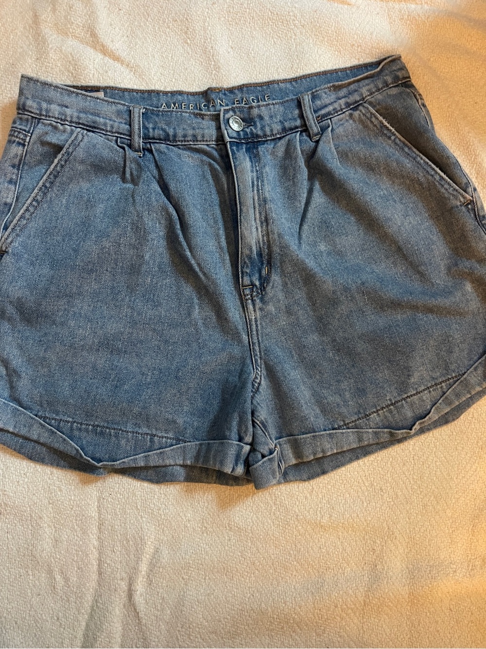 American Eagle Outfitters Light Blue High-Rise Denim Shorts